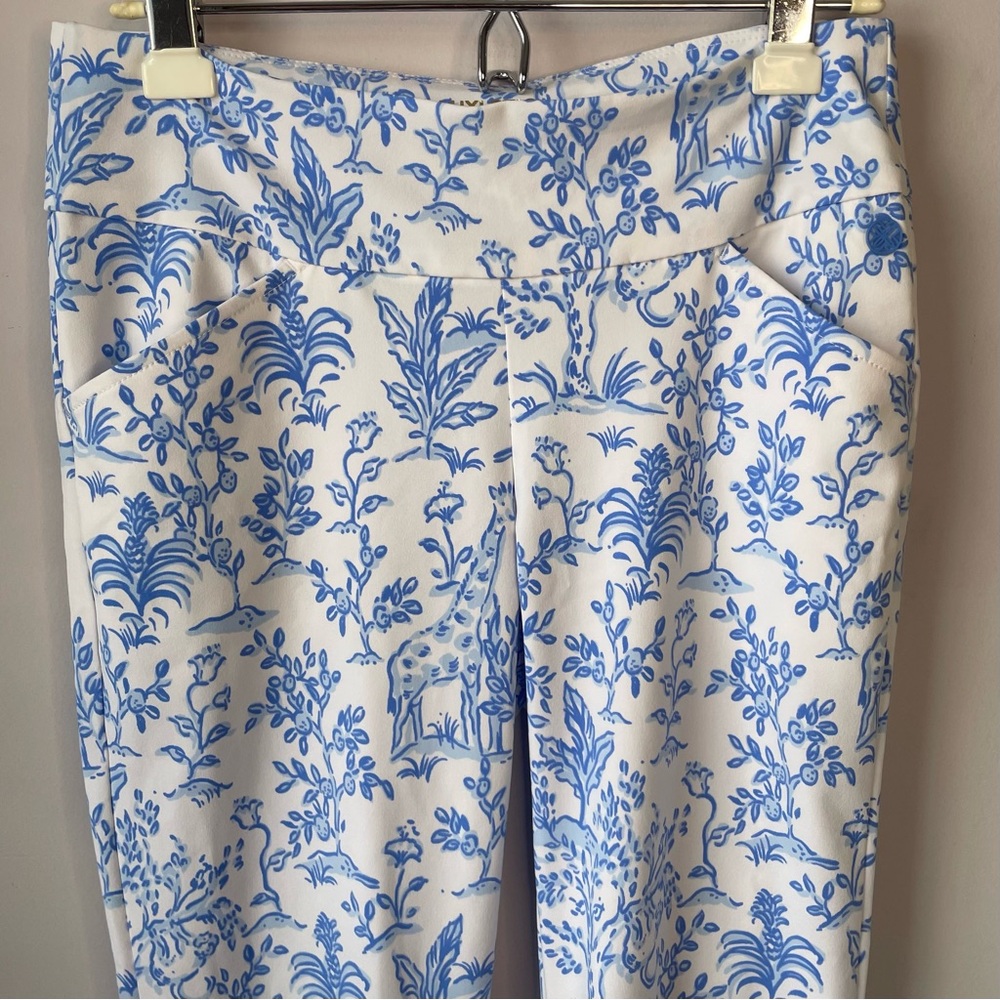 Lilly Pulitzer Luxletic Corso Pants Resort White Tall Tales Golf Athleisure Sz 4 - Picture 4 of 16